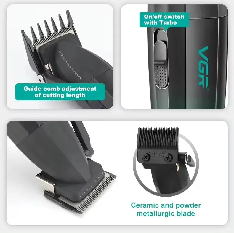 VGR Hair Clipper Professional Hair Cut Machine Face Shaver Barber Clippers Beard Trimmer Metal Trimmer for Men V-003 V-906 V-308