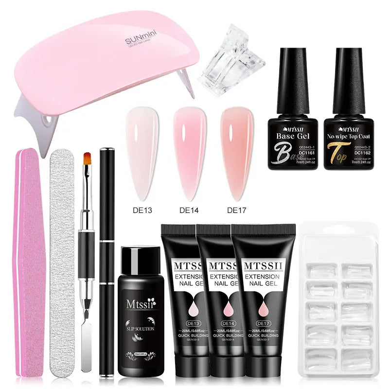 24PCS/Set 20ml Poly Naili Extension Gel  Kit Mini UV Lamp Sealer With Base Top Coat Professional Poly UVNail Gel Kit Starter Kit