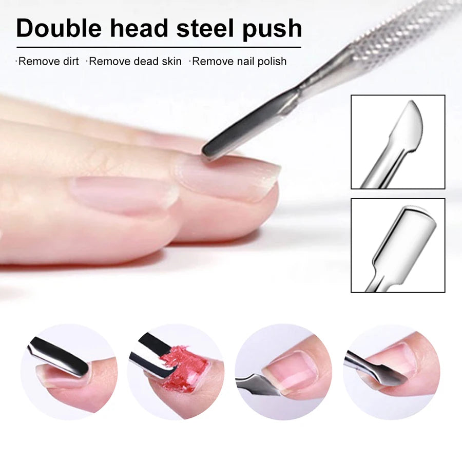 6Pcs/Set Professional Nail Files Manicure Sets Nail Suit Nail File Buffer Block Grinding Strip Cuticle Pusher Steel Pushing KIts Secondary image