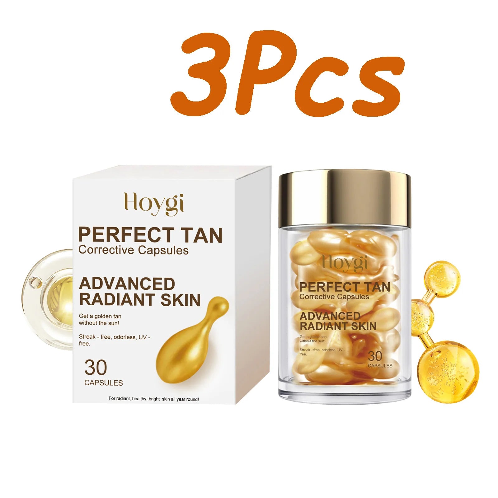 Portable Tanning Capsule Accelerate Natural Bronze Tan Moisturizing & Soothing Even Skin Tone Sunless Self-Tanning Serum
