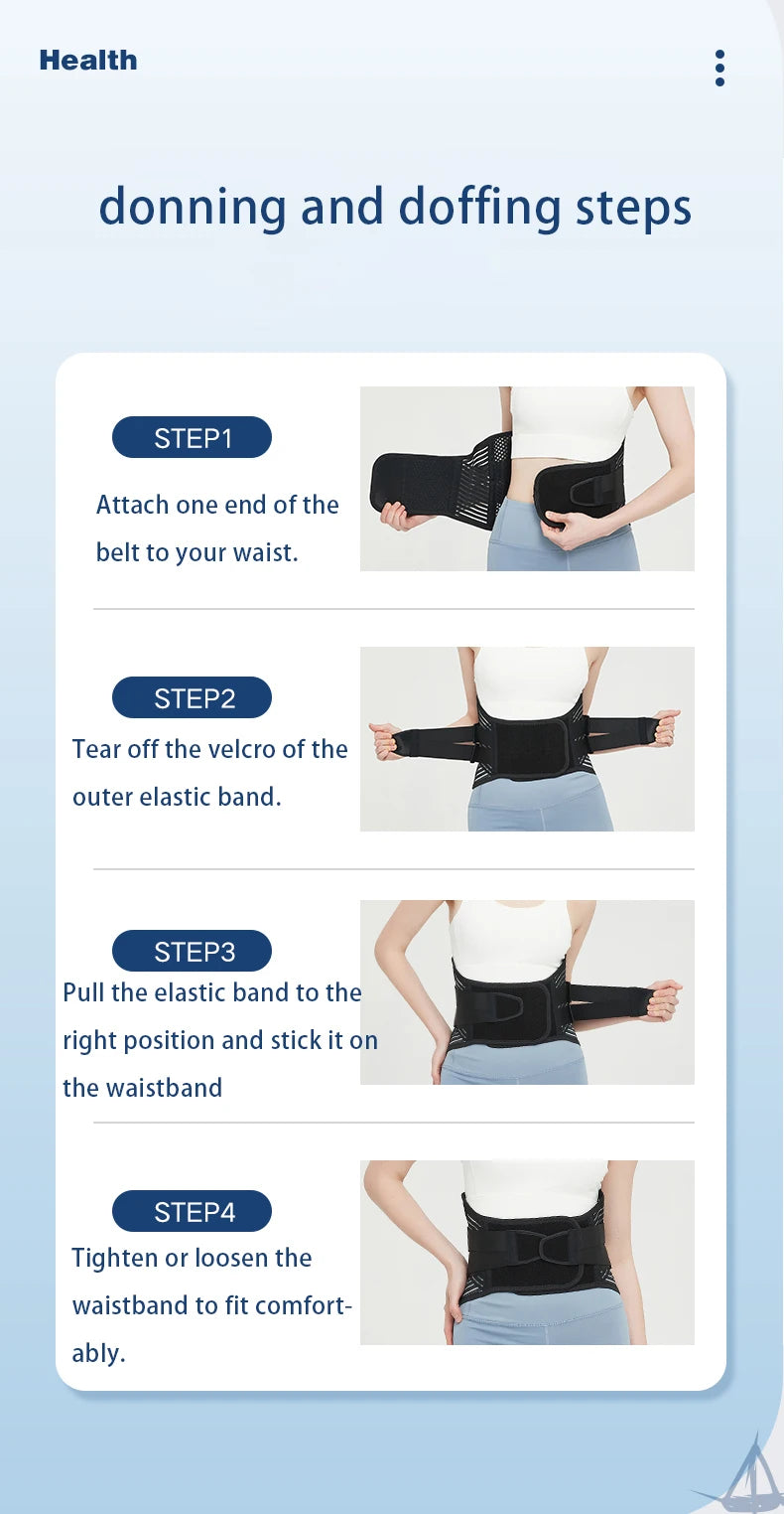 Back Braces Waist Belt Men Women Work Lower Back Pain Relief Breathable Anti-skid Spine Lumbar Support Belt