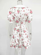 Tossy Printed Lapel Fashion Mini Dress Women's Short Sleeve Patchwork Contrast Elegant Summer Dress 2025 Female Bodycon Dress