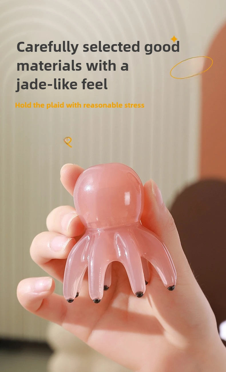Resin Octopus Massage Comb Head Meridian Scraping Scalp Massage Brush Acupuncture SPA Gua Sha Massage Comb Fatigue Relief