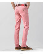 5 Colors Men's Colorful Denim Stretch Stretch Jeans Elastic Yellow Pink Red Slim Male Clothing Simple Business Denim Trousers