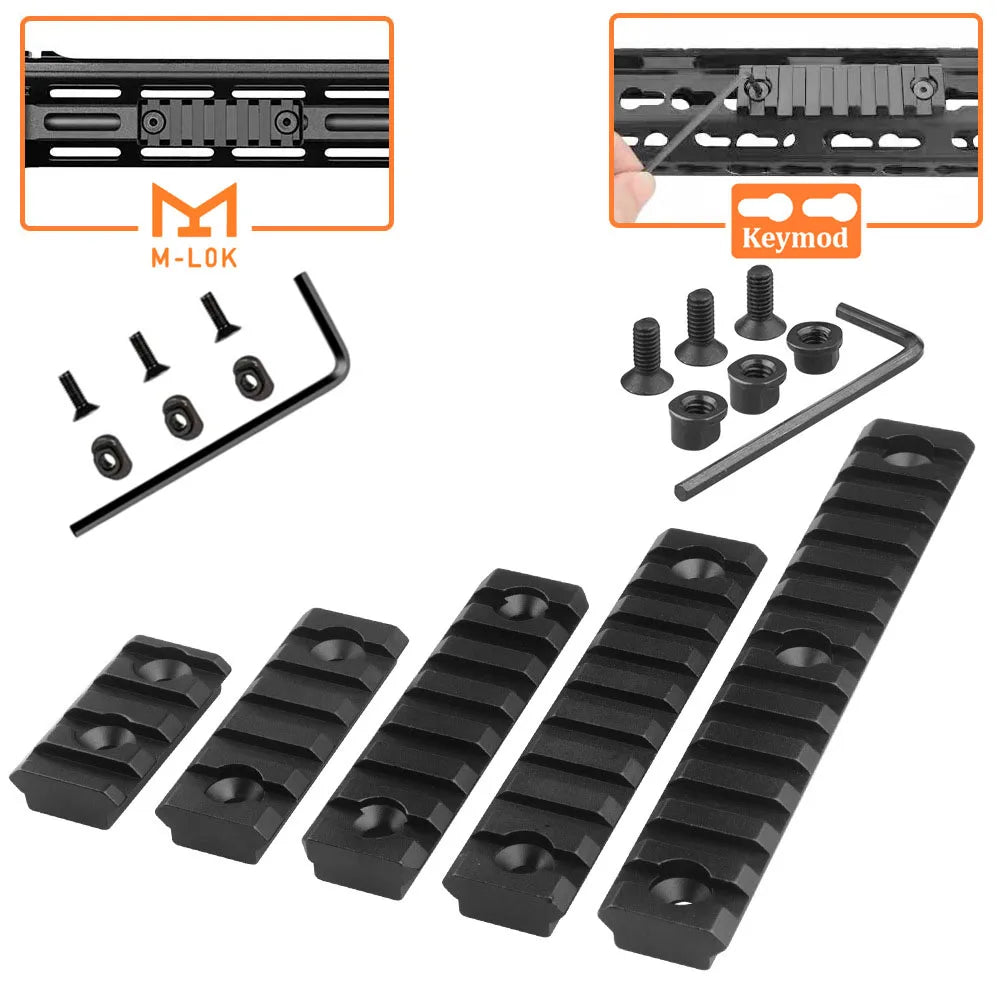 Hunting Tactical Picatinny Rail 3-13Slots 20mm Aluminum Rail Adapter Mount for Keymod / M-LOK System Handguard Scope Mount Base