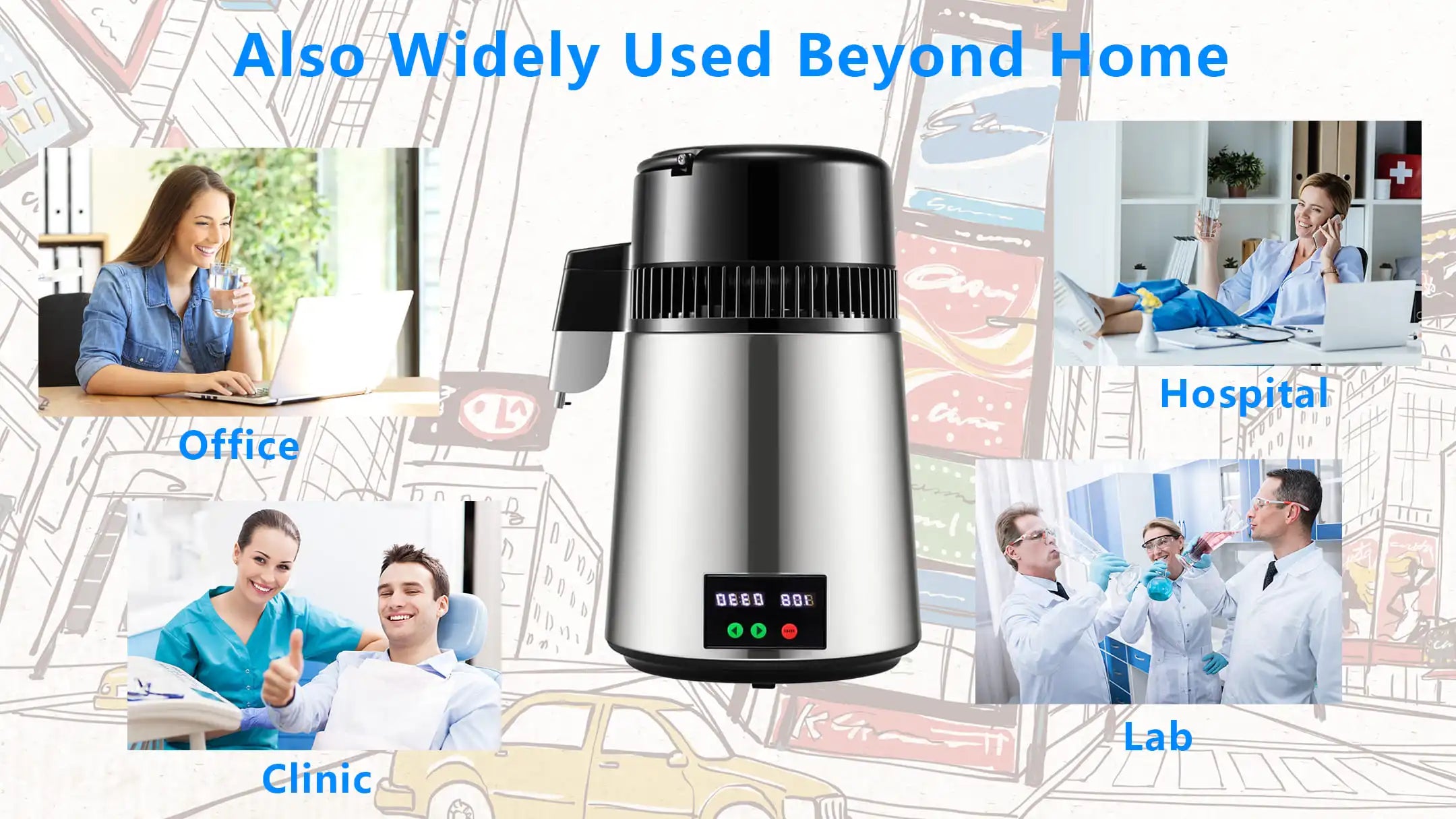 750W 4L Water Distiller Household Distilled Pure Water Machine Distillation Purifier Filter Stainless Steel Water Filter
