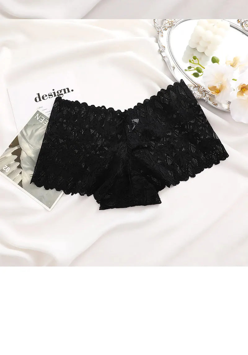 FINETOO 2Pcs Lace Four Shorts Women Low-Rise Panties Floral Underwear S-XL Girls Sexy Panties Ladies Lace Underpants Lingerie