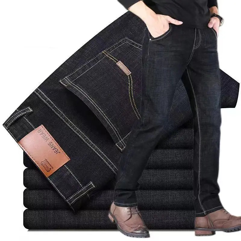 2025New Men Stretch Jeans Male Classic Elasticity Business jeans men fashion comfortable Solid slim straight long Denim pants Secondary image