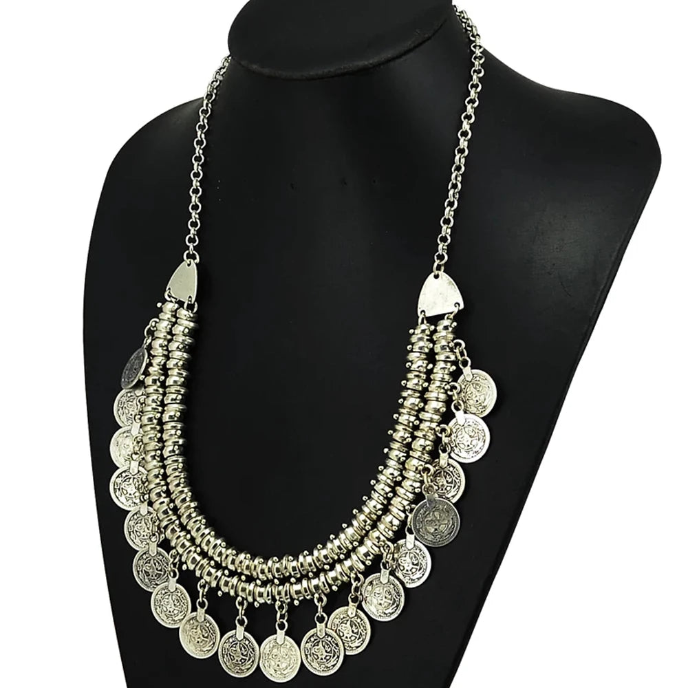 Multi-style Vintage Coin Choker Necklace for Women Boho Afghan Ethnic Gypsy Native Tribal Dress Turkish Pakistan Indian Jewelry