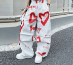 2026 summer spring teens tracksuit Girls cloth heart graffiti 1pc t-shirt top or long wide leg pant Kid 4 6 7 8 9 10 12 14 year
