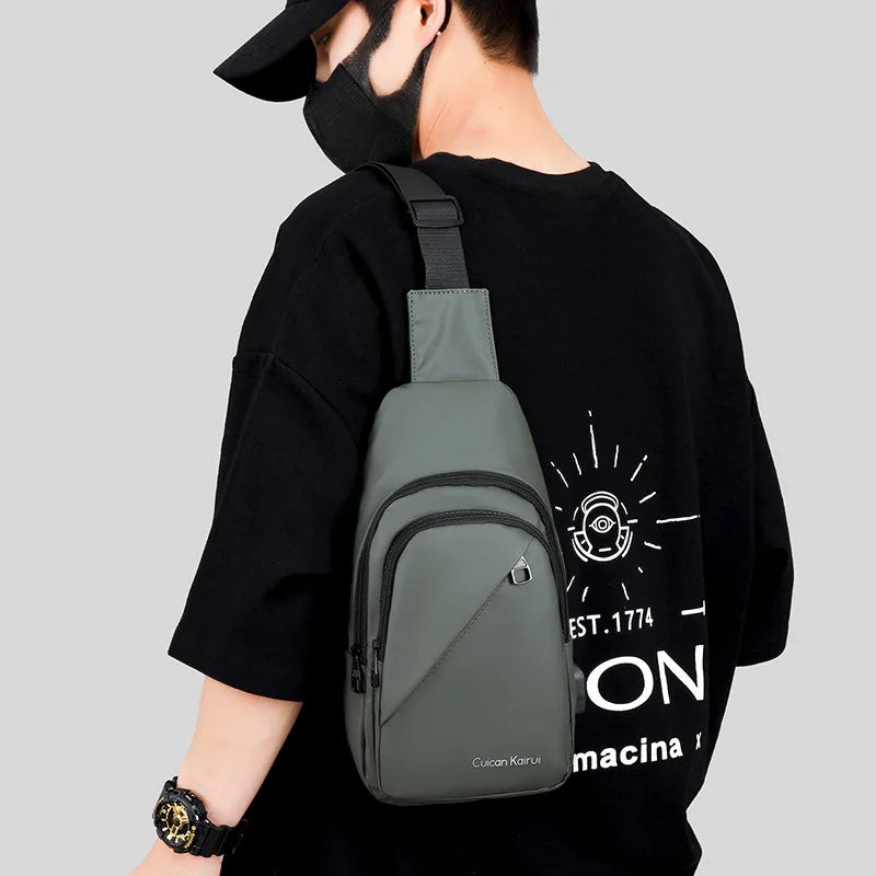 Men's Fashionable Casual Chest Bag Outdoor Cycling Waterproof Durable Sports Backpack Trendy Versatile Portable Crossbody Bag