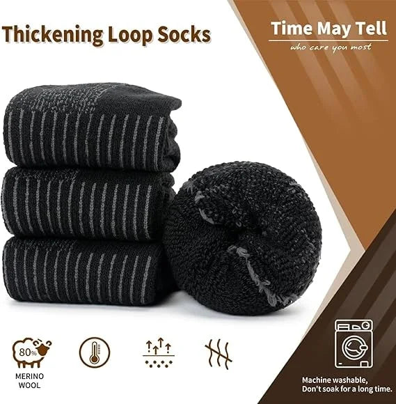 Merino Wool Thermal Socks, Suitable for Both Men and Women, 3 Pairs of Fully Cushioned Winter Boot Socks, Suitable for Hiking and Working in Cold Weather