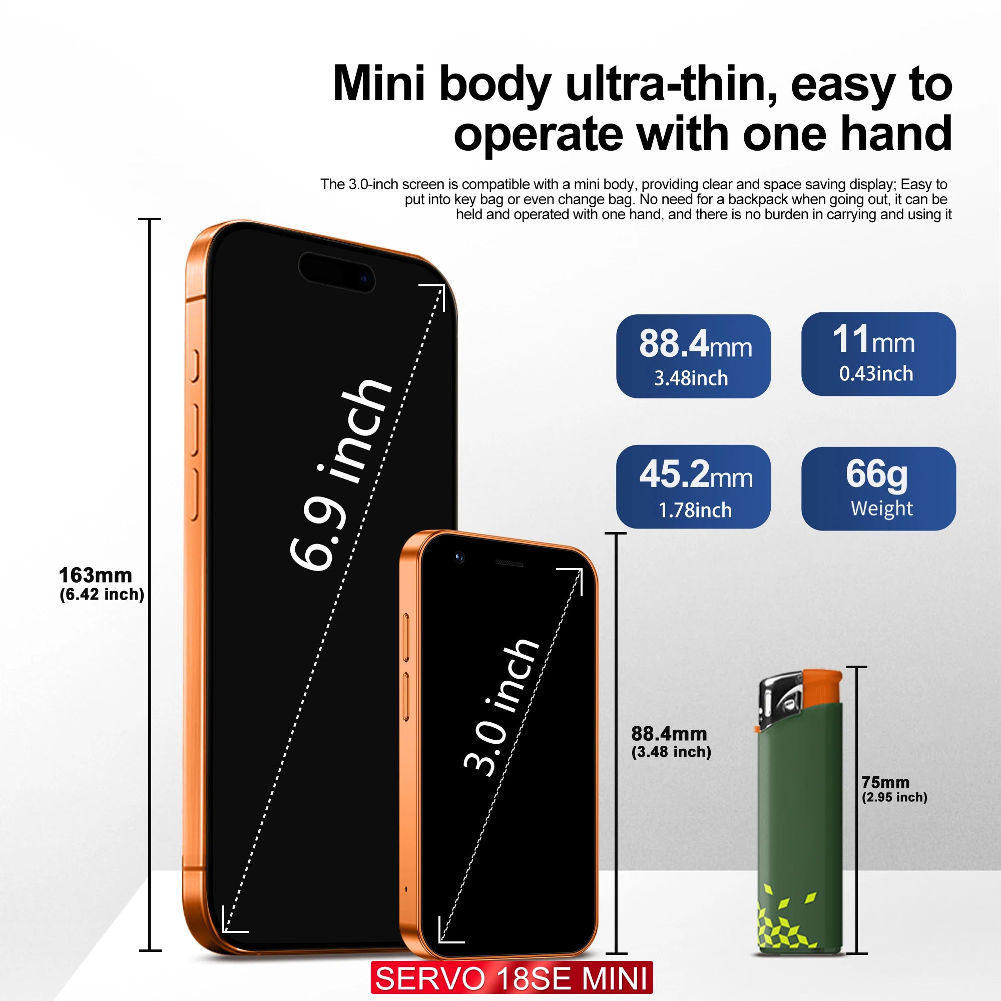SERVO 18SE MINI 3G Pocket Smartphone Android System Google Play 16GB ROM 2MP Camera WiFi Super Small Smart Phones 2 SIM Standby