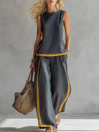 Women Solid Lapel Full Sleeves Pant Suits Chic Single Breasted Wide-leg Long Pants Sets 2026 Lady  Casual Daily Loose Fit Outfit