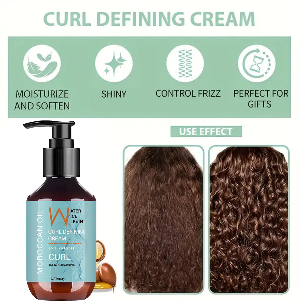 Moroccan Oil Curl Defining Cream for All Curl Types - Define and Separate with Biotin, Collagen & Rosemary Oil