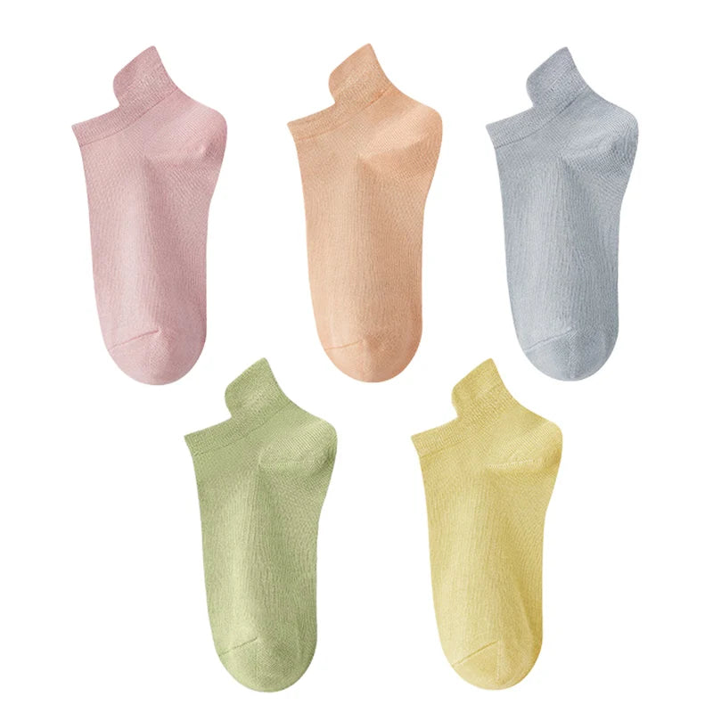 10pieces=5 Pairs Women Socks Casual Breathable High Quality Ankle Sock Summer Low Cut Cotton Thin Short Elastic Sox calcetines