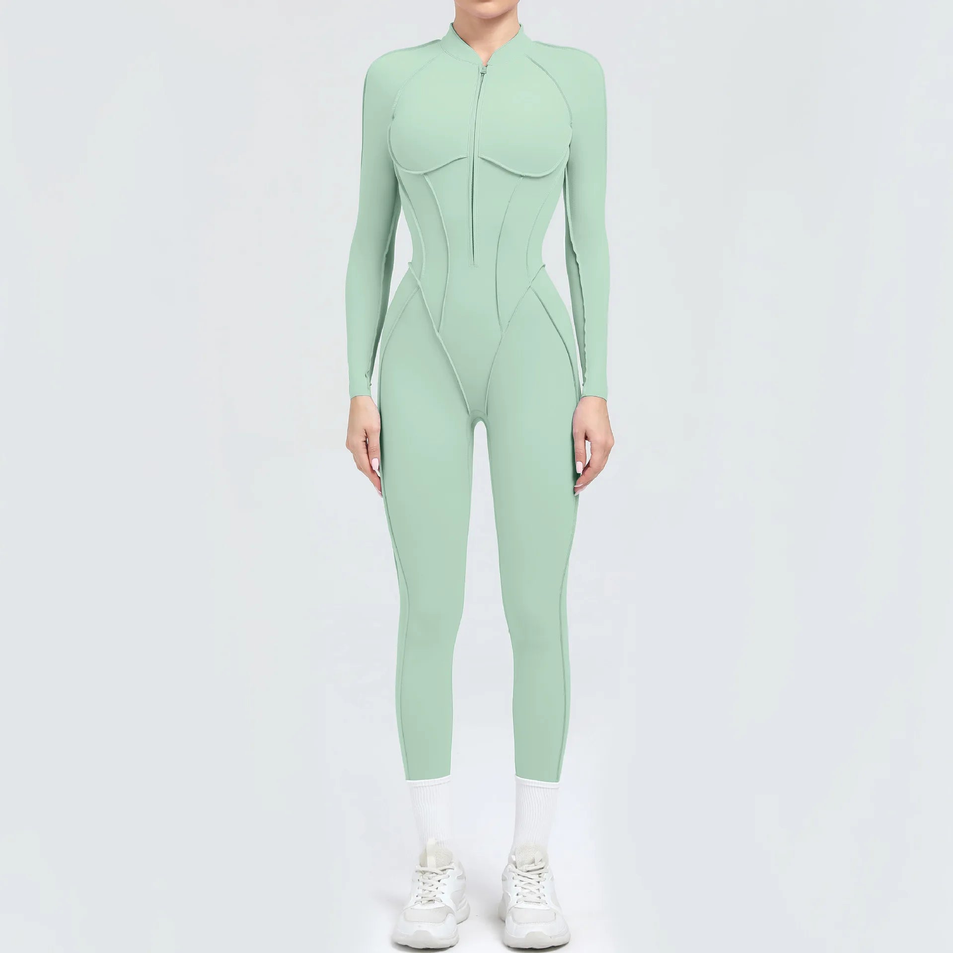 Women's Tracksuit Gym Workout Sports Clothes Outfit Zipper Jumpsuit Yoga Fitness Overalls Set Open Back Bodysuits Suit for Women