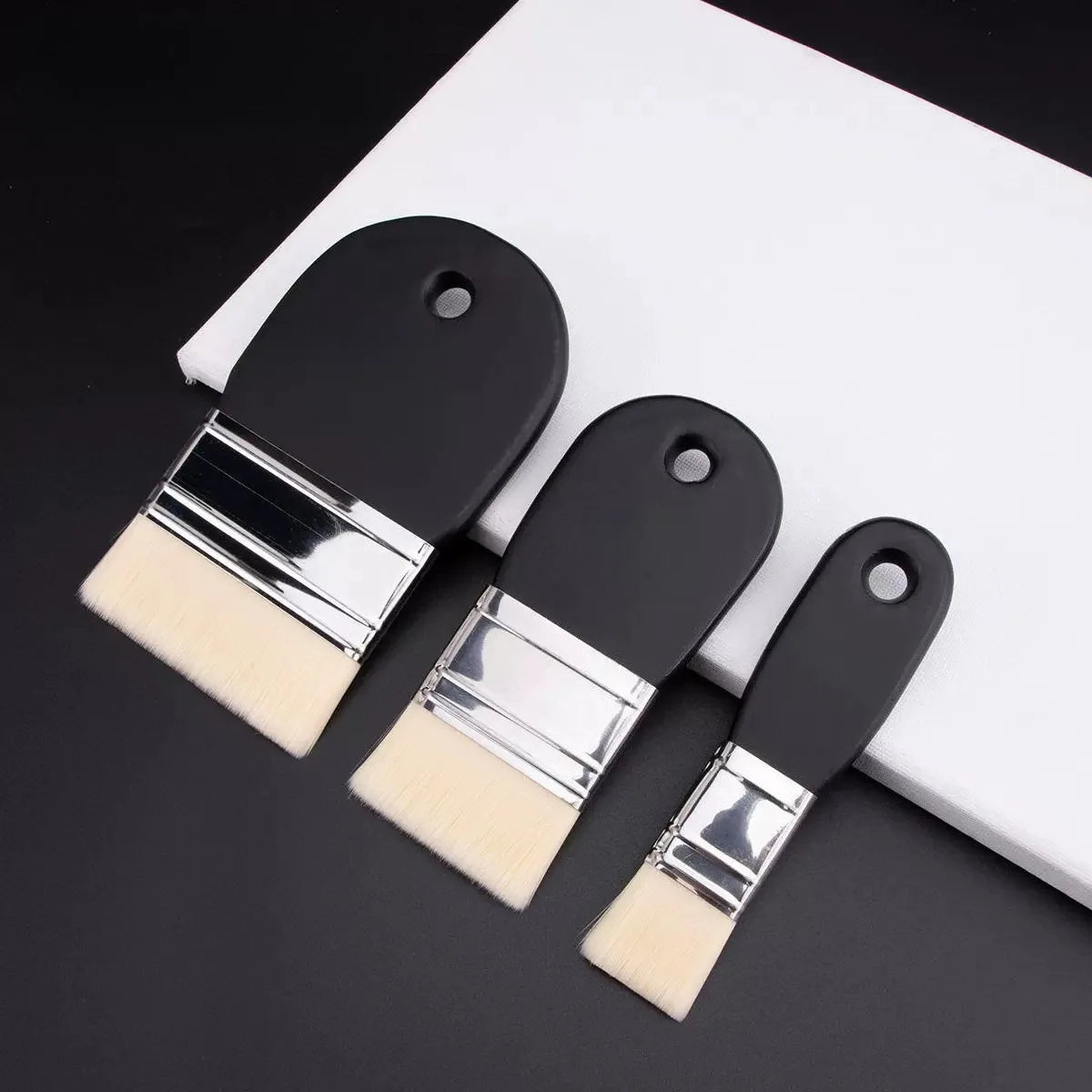Oil Painting Nylon Pen Set Gouache Acrylic 1/3 Pcs Small/Medium/Large Sizes Flat Head Brush Wood Handle Painting Tools for Fine