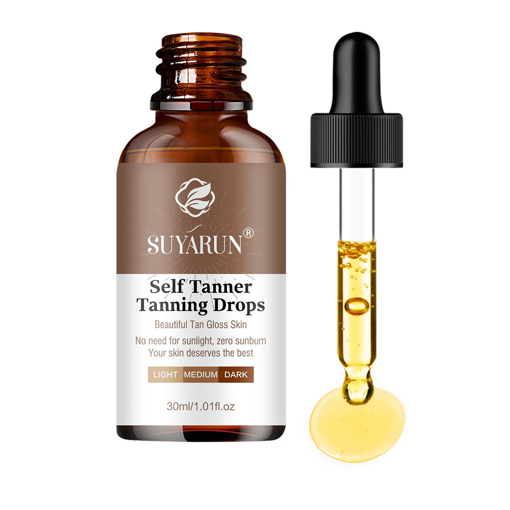 Sunless Tanning Serum - Buildable Natural Glow, Streak-Free Formula for All Skin Tones. Moisturizing & Non-Irritating.