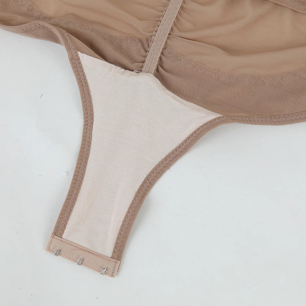 Cross Waist Tummy Control Body Shaping Bodysuit for Women Full Body Control V-Neck Mesh Breathable Briefs Underwear Butt Lifter