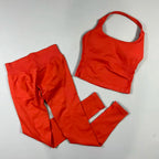 NO LOGO Yoga outfit sports Impact gym set Halter Top and leggings pant sets Backless halterneck High stretch sportswear