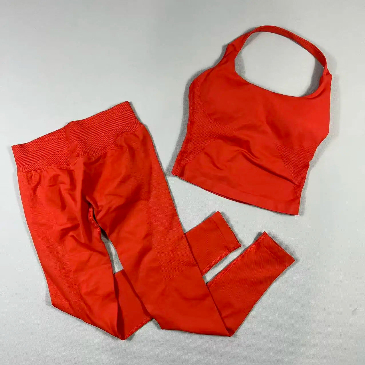 NO LOGO Yoga outfit sports Impact gym set Halter Top and leggings pant sets Backless halterneck High stretch sportswear