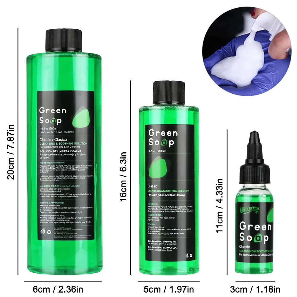 Tattoo Green Soap and Blue Soap - Super Concentrated Tattoo & Piercing Cleanser for Tattoo Studios, Tattoo Artist & Beginner