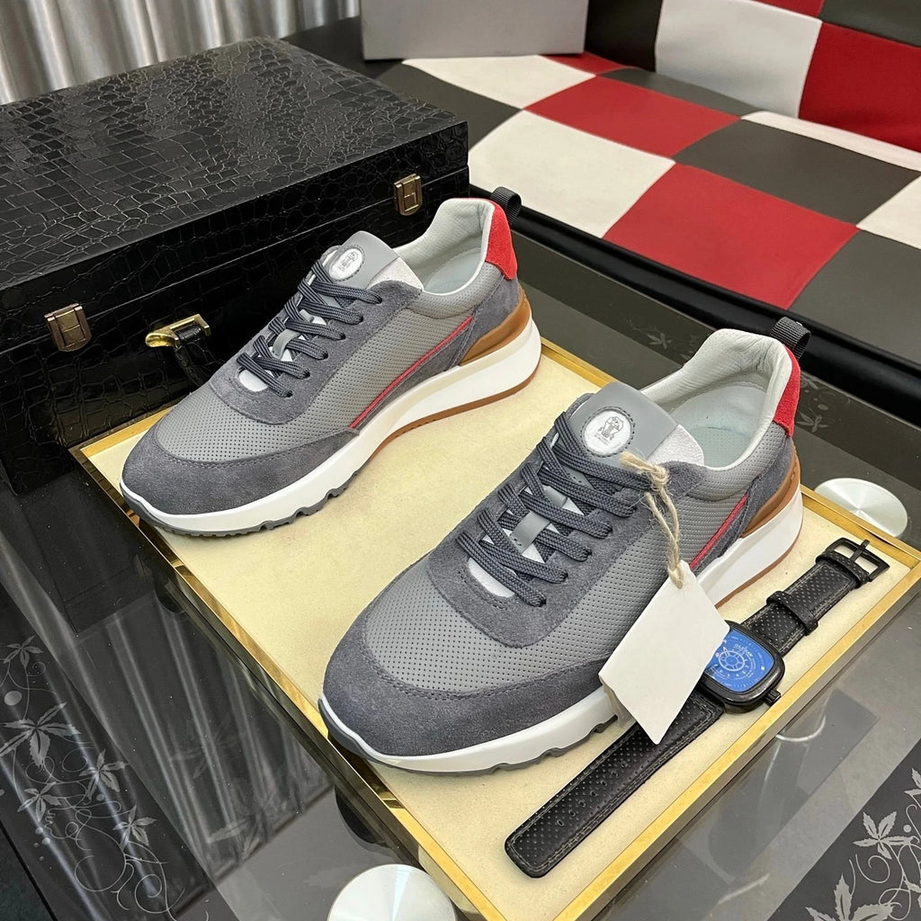 Luxury Brand Men's Shoes Handmade Casual Sneakers Jacquard Nylon Fabric with Suede Hiking Cycling Running Shoes Holiday Gifts