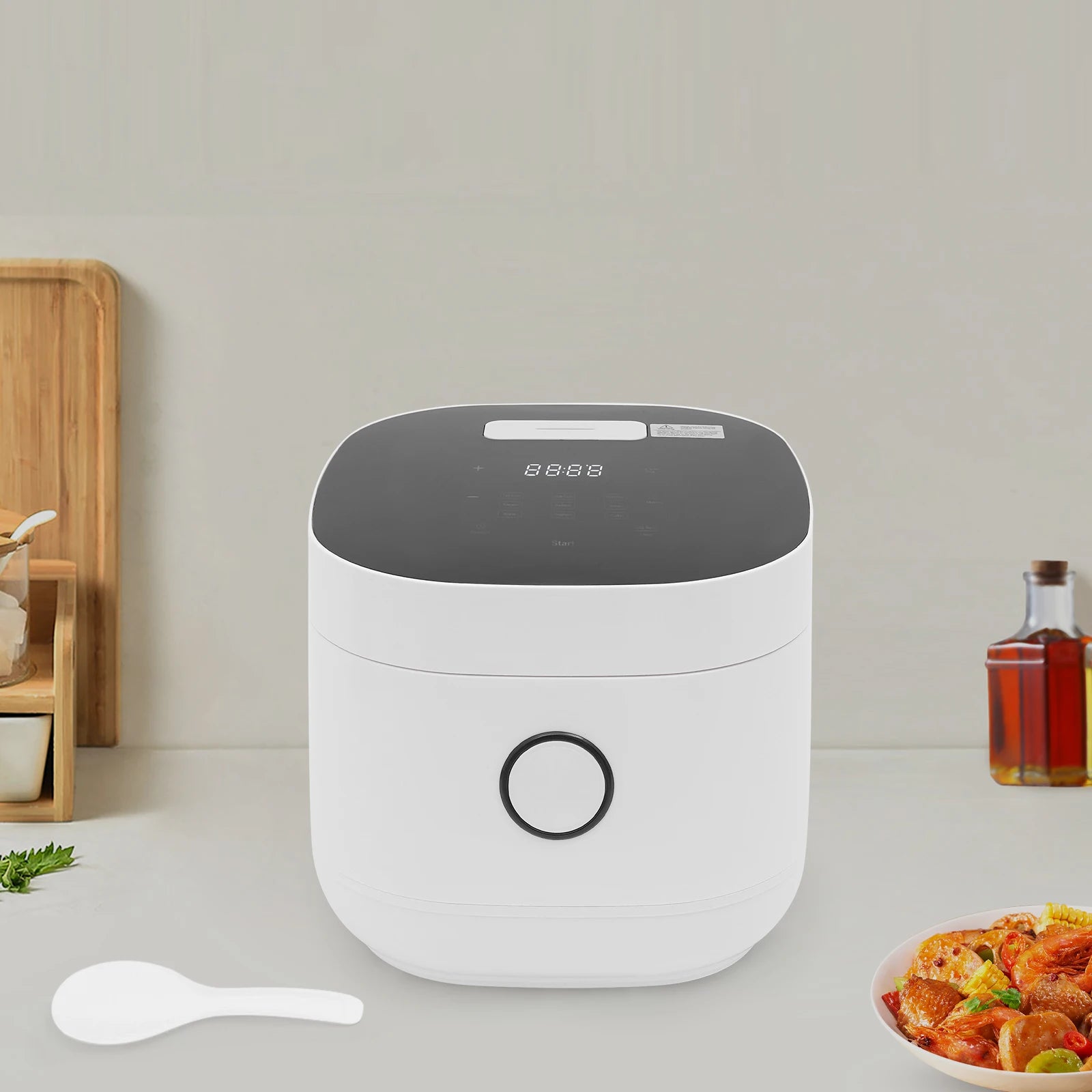 900W 5-Liter Multi-cooker 220V-240V Mini Rice Cooker with Inner Pot and Filter Basket 24-Hour Reservation Function for Household