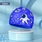 Kids Swim Cap High Elastic Waterproof Silicone Breathable Lightweight Cartoon Pattern for Pool Swimming Boys Girls Comfort Fit