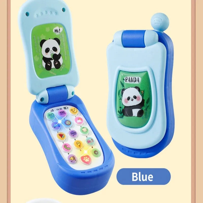Puzzle early education music mobile phone cartoon simulation flip phone baby toy 61 children's gift English