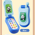 Puzzle early education music mobile phone cartoon simulation flip phone baby toy 61 children's gift English