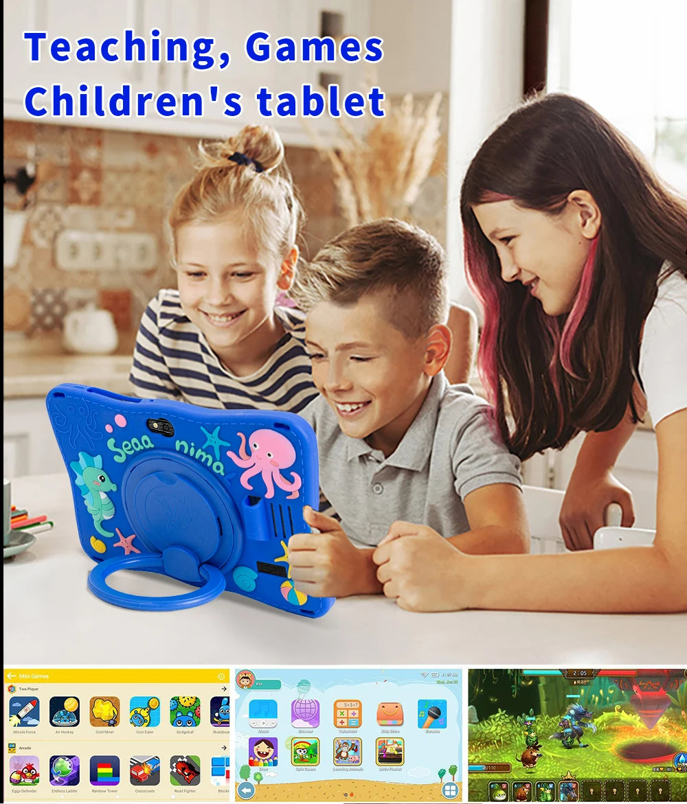 BDF Tablet for Kids 7 Inch Android 11 System 32 GB WiFi Bluetooth Dual Camera Educational Software Installed with Proof Case