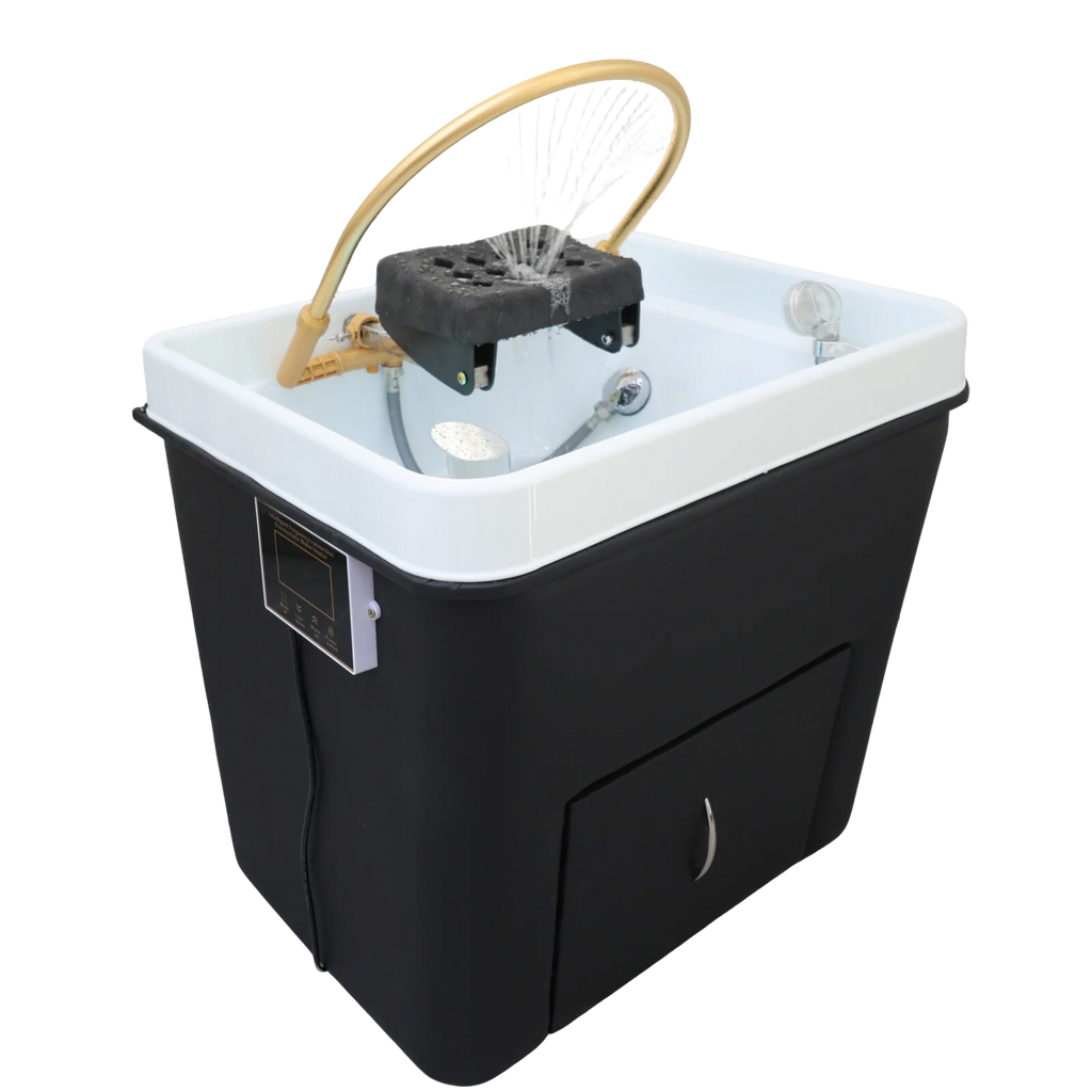 Salon Shampoo Chair With Ceramic Sink, Head Spa Fumigation Washing Station, Modern Bathroom Spa Furniture
