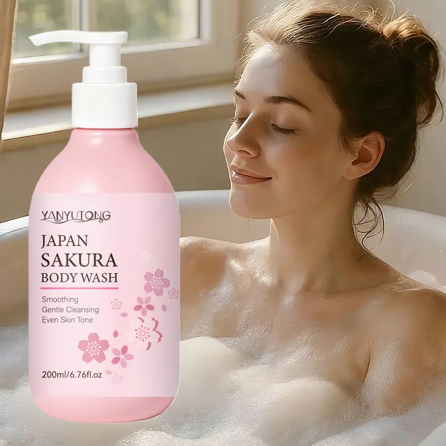 Sakura Shower Gel Long Moisturizing Smooth Long Lasting Fragrance Gentle Foam Body Cleansing Bath Product 200ml Main image