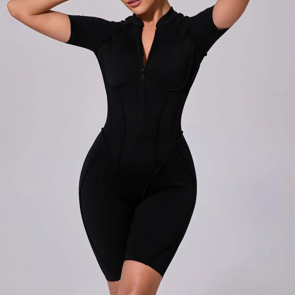 Women's Tracksuit Gym Workout Sports Clothes Outfit Zipper Jumpsuit Yoga Fitness Overalls Set Open Back Bodysuits Suit for Women