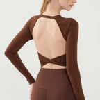 Fashion Sports Tops Pilates Running with Chest Pad Fitness Long Sleeve Tight Quick-drying Shirts Yoga Top Out Wear Clothing