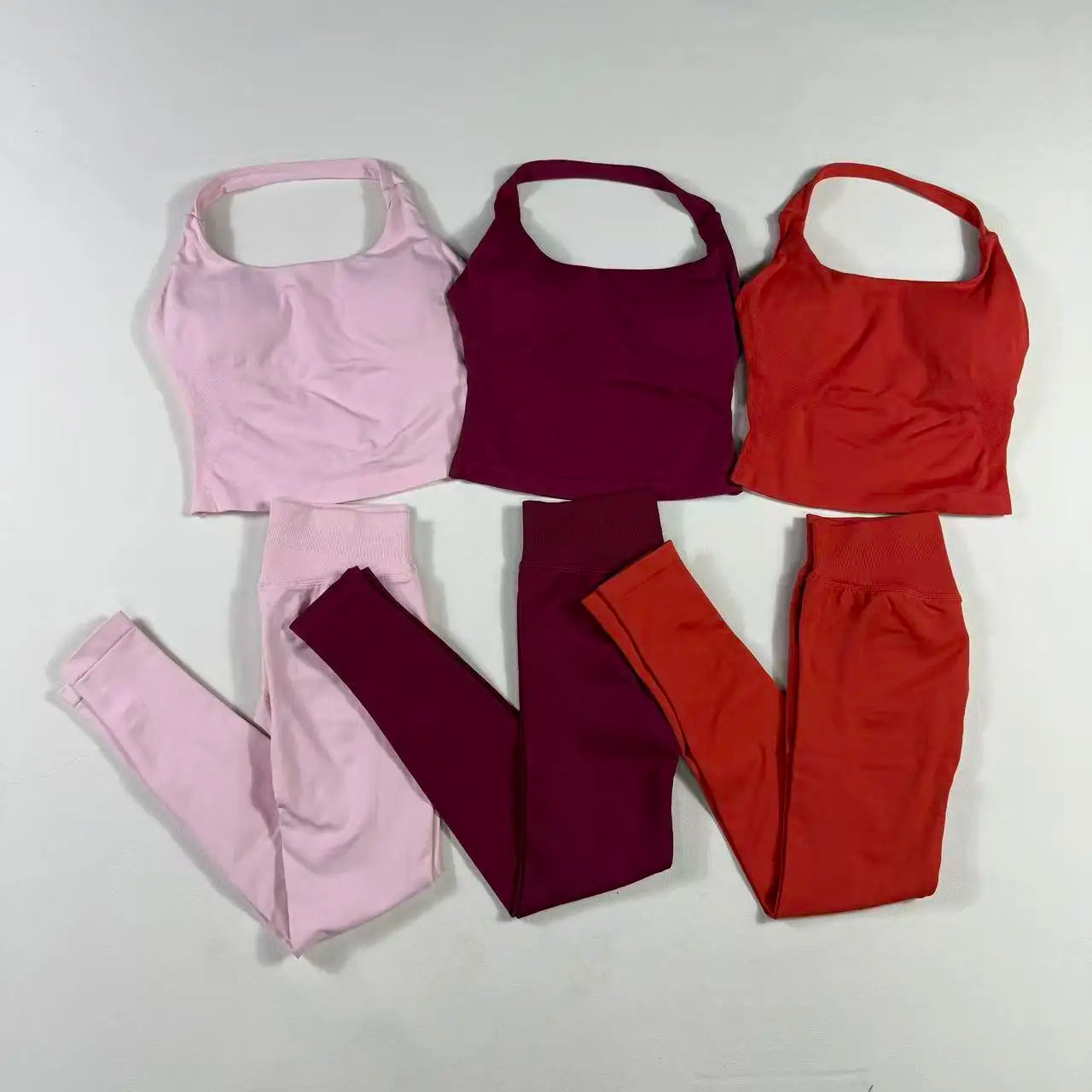 NO LOGO Yoga outfit sports Impact gym set Halter Top and leggings pant sets Backless halterneck High stretch sportswear