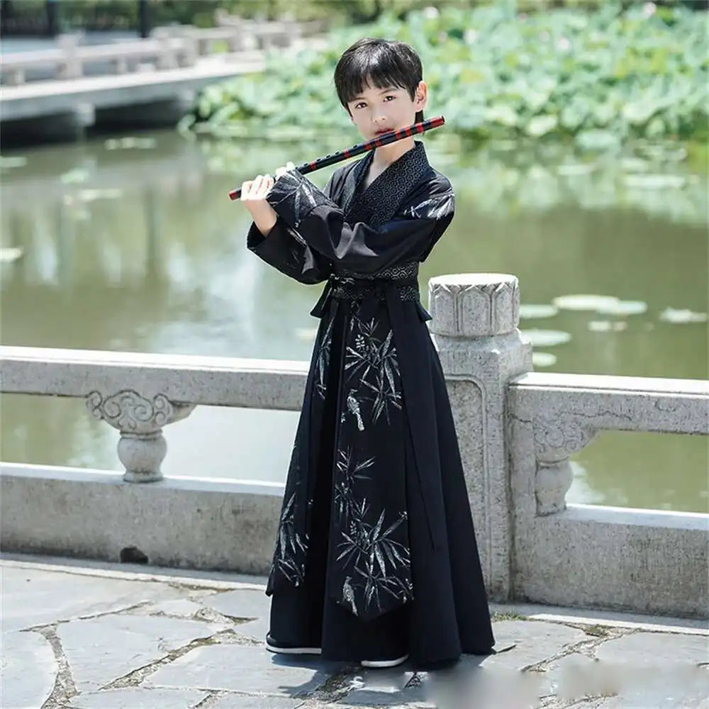 Handsome Boys' Improved Hanfu Oriental Chinese Style High-end Tang Suit Kids Performance Swordsman Traditional Ancient Costume