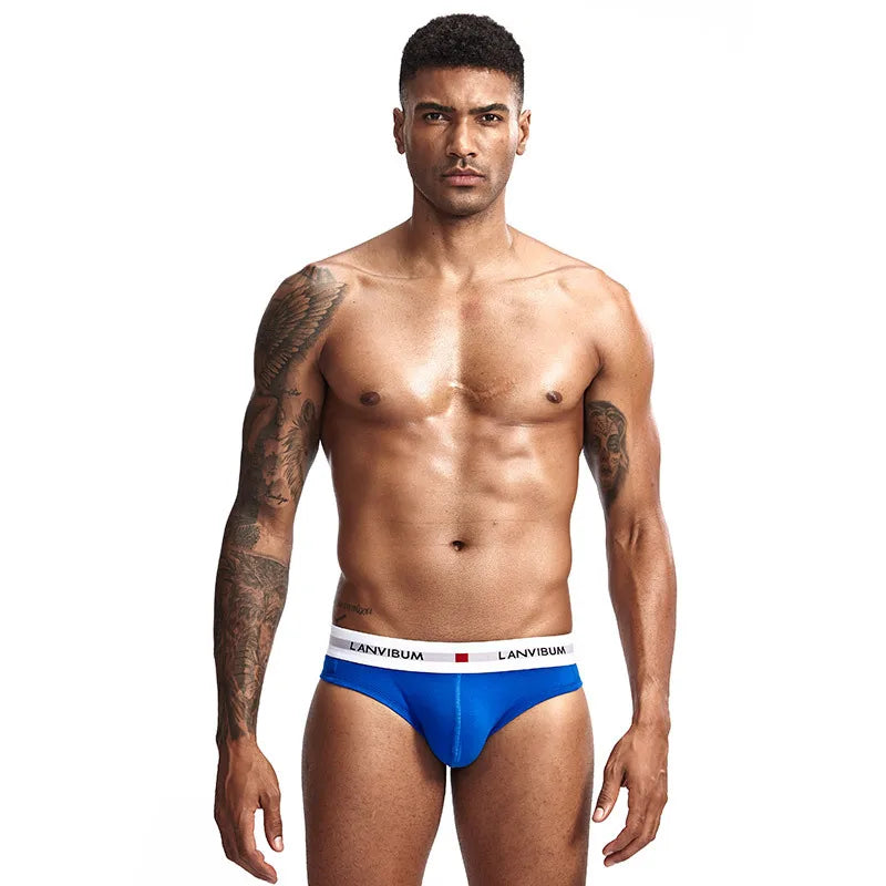 3pcs【LORIEN CREST】Men's Pure Cotton Low Waist Elastic Sexy Loose Breathable Youth Pant Headband Underwear Summer Cotton Briefs