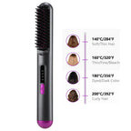 Cordless Hair Straightener Brush 3 Temperature Electric Negative Ions Ceramic Anti-Scald Heated Comb Hair Styling Tools