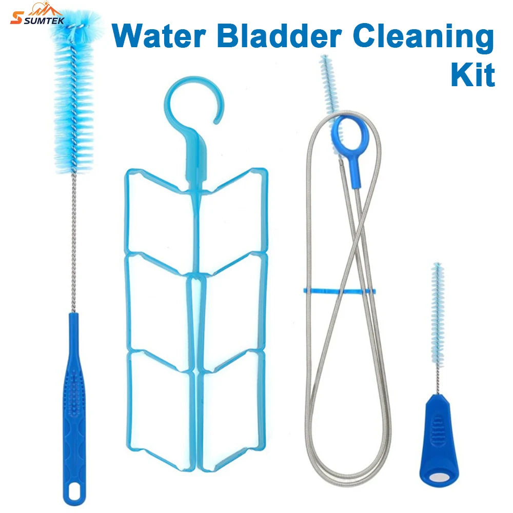 4 in 1 Hydration Water Bladder Cleaning Kit Multifunctional Tube Brush Drying Rack Portable Cleaner Tool for Camp Hike Water Bag