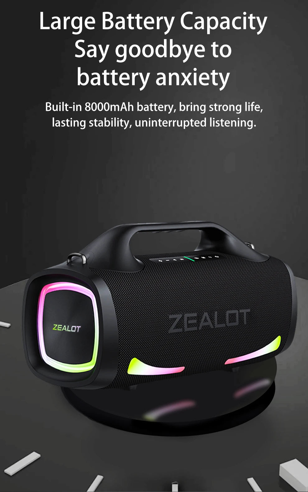 ZEALOT S79 Bluetooth Speaker 100W Portable Subwoofer HiFi Dual Pair Fast Charge 24000mAh Battery