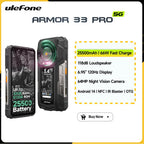 【2025 New】Ulefone Armor 33 Pro 5G Rugged Phone Smartphone Android 14 32GB+512GB 25500mAh Night Camera 64MP NFC Loud Speaker