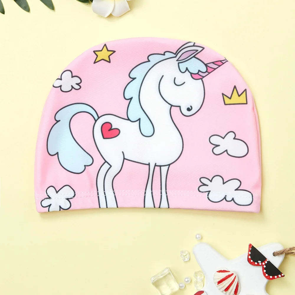 Kids Swim Cap Cartoon Pattern High Elastic Ear Protection Breathable for Pool Swimming Boys Girls Comfort Fit