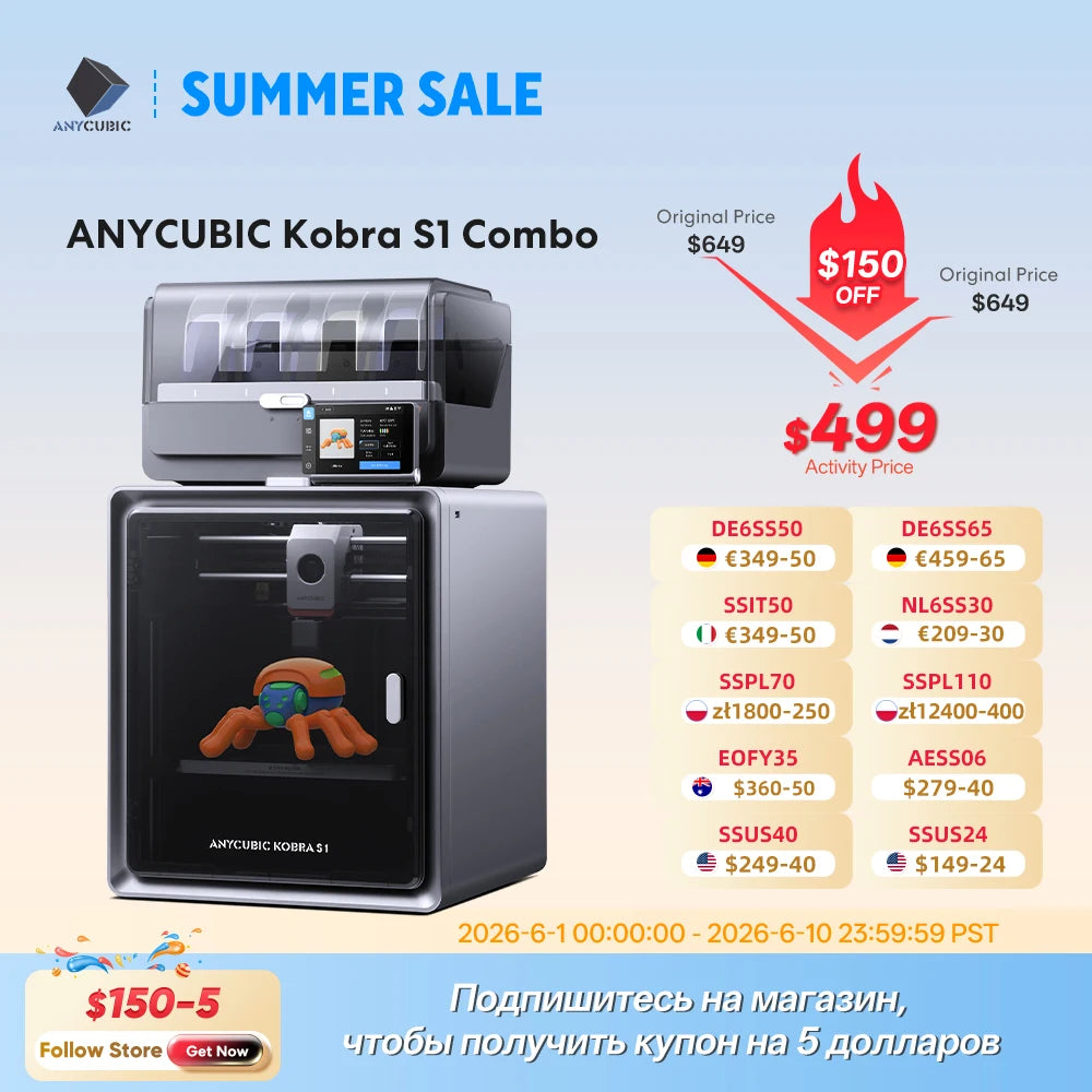 Anycubic Kobra S1 Combo Multi-Color 3D Printer High Precision Core XY Stable Structure Ultra-Quiet Max Speed 600mm/s 3D Printer Main image