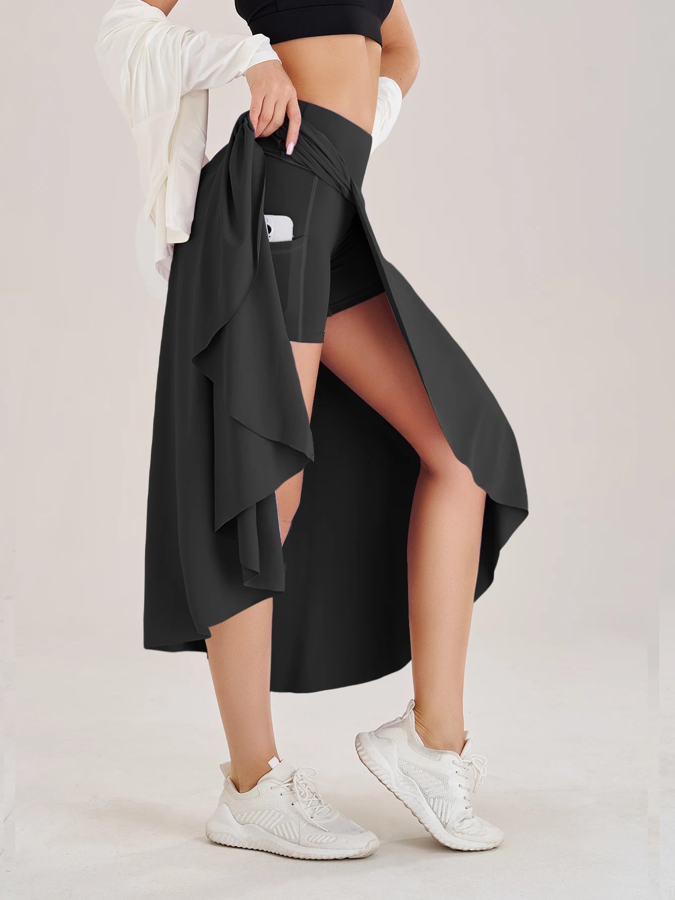 Summer Women Golf Tennis Dance Fitness Long Skirts Quick Drying Solid Female Lining High Waist Long Skirts Shorts Main image