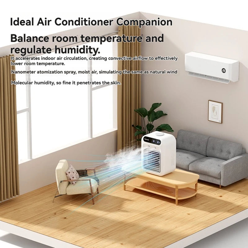 Wireless Air Conditioner Mini Portable Air Cooler Fan 500ml Ice Water Spray Humidifier For Home Air Conditioning Mist Fan USB Secondary image