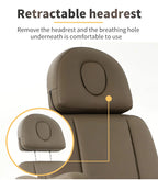 Multifunctional beauty salon equipment brown polyurethane leather 3 motor reclining electric massage face wash bed