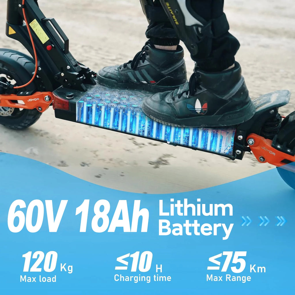 JOYOR T10 Folding Electric Scooter, Dual 1000W Motor, 10 inch Off-road Adults E-scooter with 60V 18Ah Battery